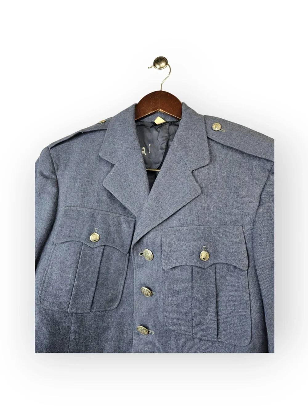 Vintage US Air Force USAF Officer Service Dress Blue Uniform Coat Jacket 39S